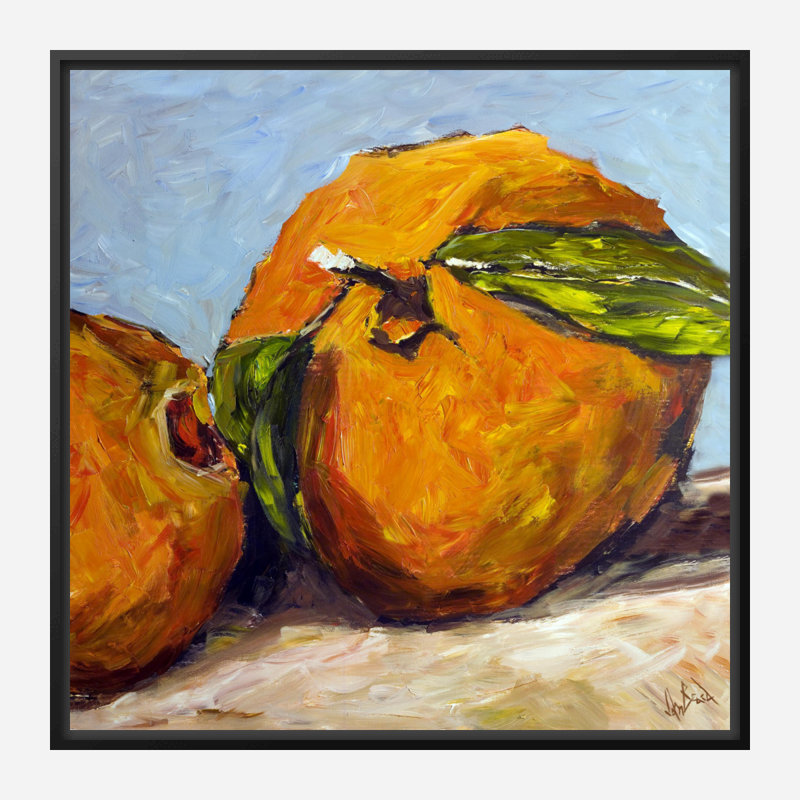 Oranges By John Beard - Framed Gallery Wrapped Canvas Print Print by John Beard, Black Floater Framed, 26" H x 26" W x 2" D