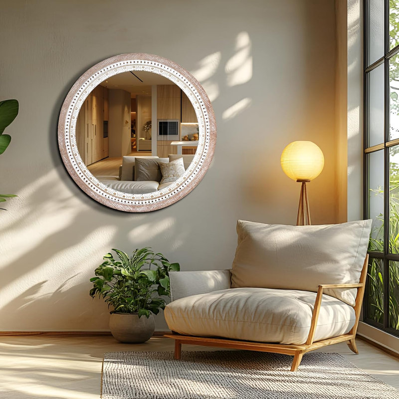 Miroir rond en bois