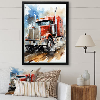 Red Semi Truck Heavy Duty I - reproduction sur toile