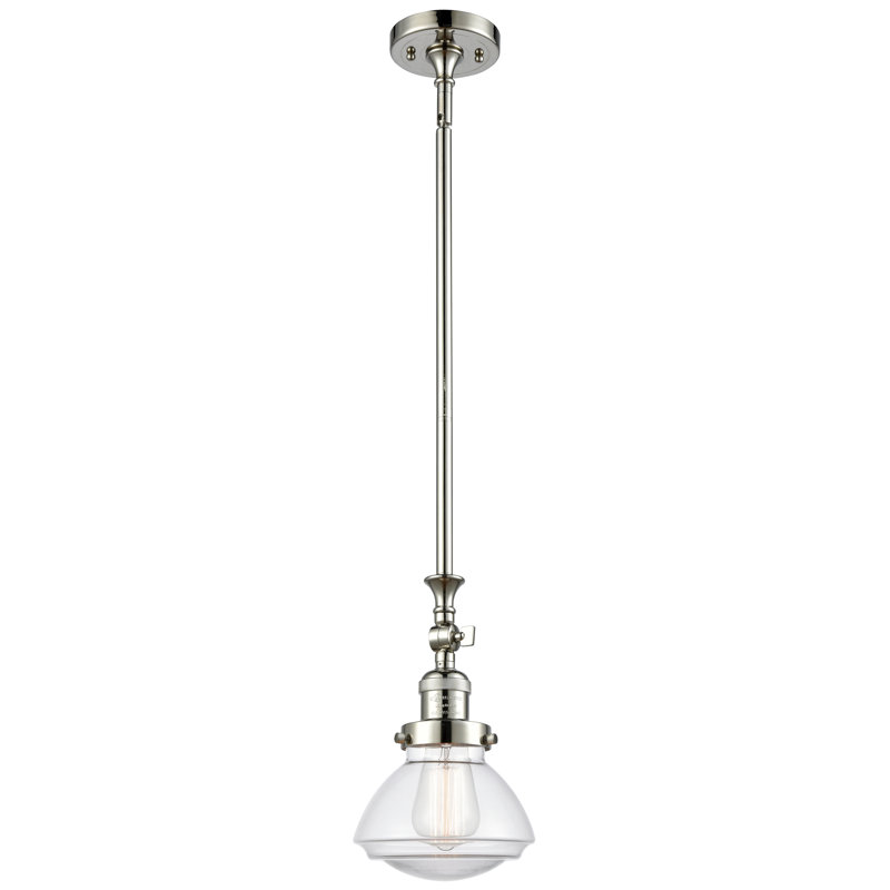 Luminaire suspendu simple à 1 lumière Chesterville, Nickel poli, Ampoule non incluse, Transparent