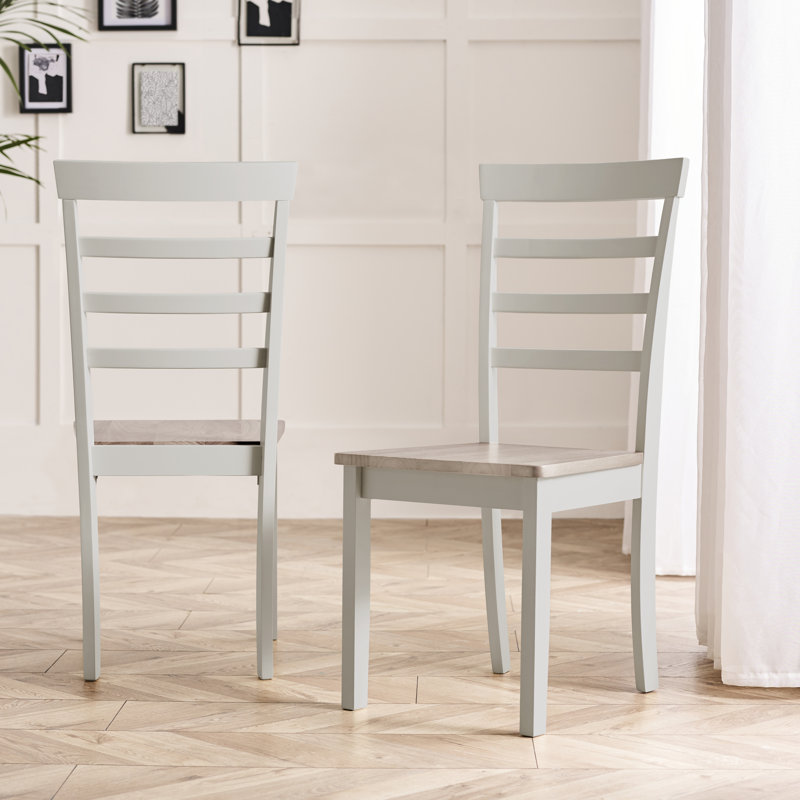 Alissah 5 - Person Drop Leaf Rubberwood Solid Wood Dining Set, 5 Pieces: Table, 2 Benches, 2 Chairs, White/Gray