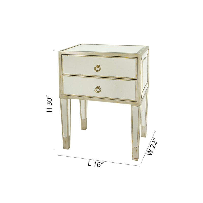 Mirror Console Table With Two Drawers And Silver Wood Trim