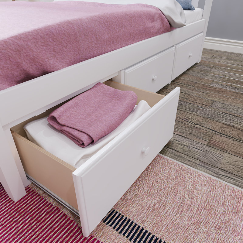  Gentrie Kids Platform Bed with Drawers, White, Twin