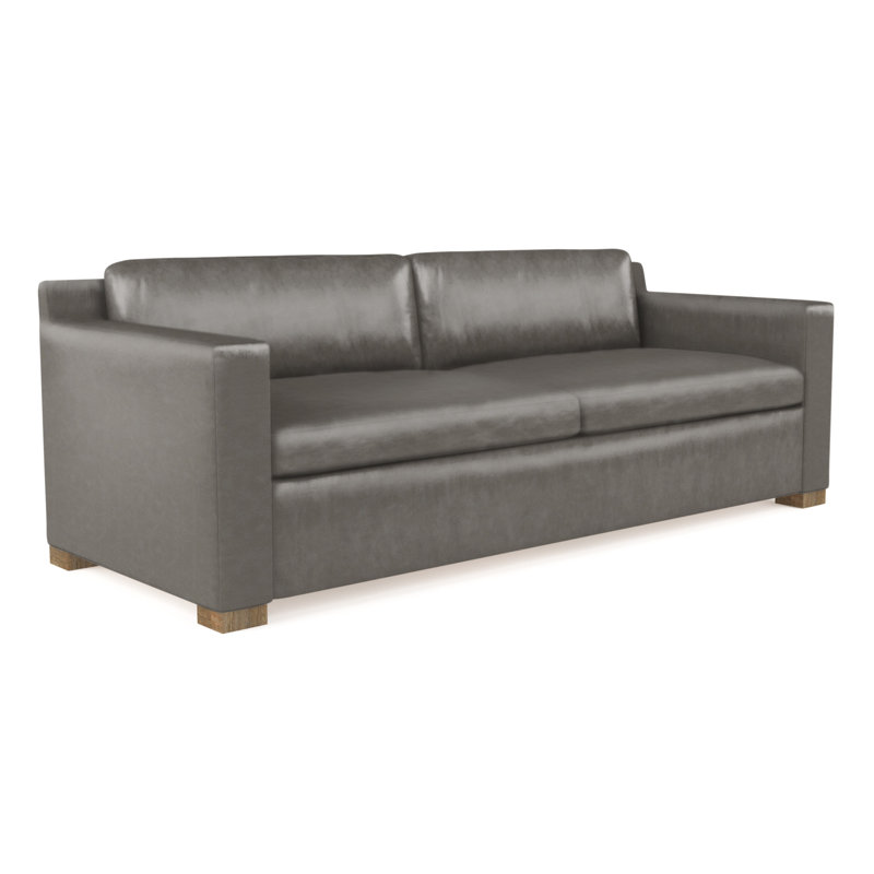 Causeuse Mercer, Ponce rétro en cuir, H 33,5 po x l 72 po x P 39 po, Ébène