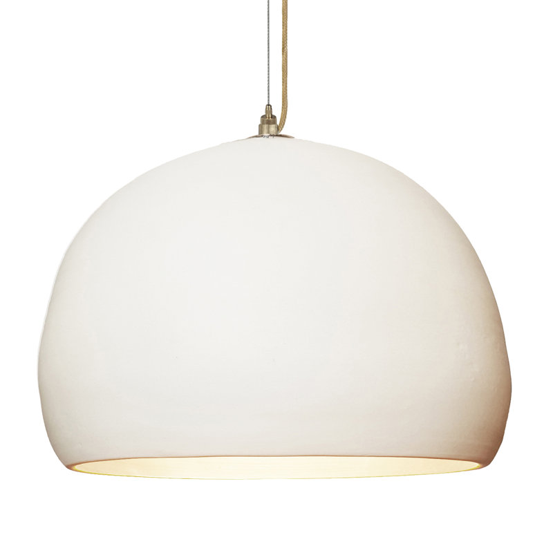 Luminaire suspendu 1 lumière Clay, Laiton tressé, Blanc mat, Non