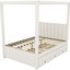 Lit à baldaquin pleine grandeur beige avec lit gigogne et tiroirs - Plateforme de meubles de chambre à coucher moderne et tiroirs-1224849299