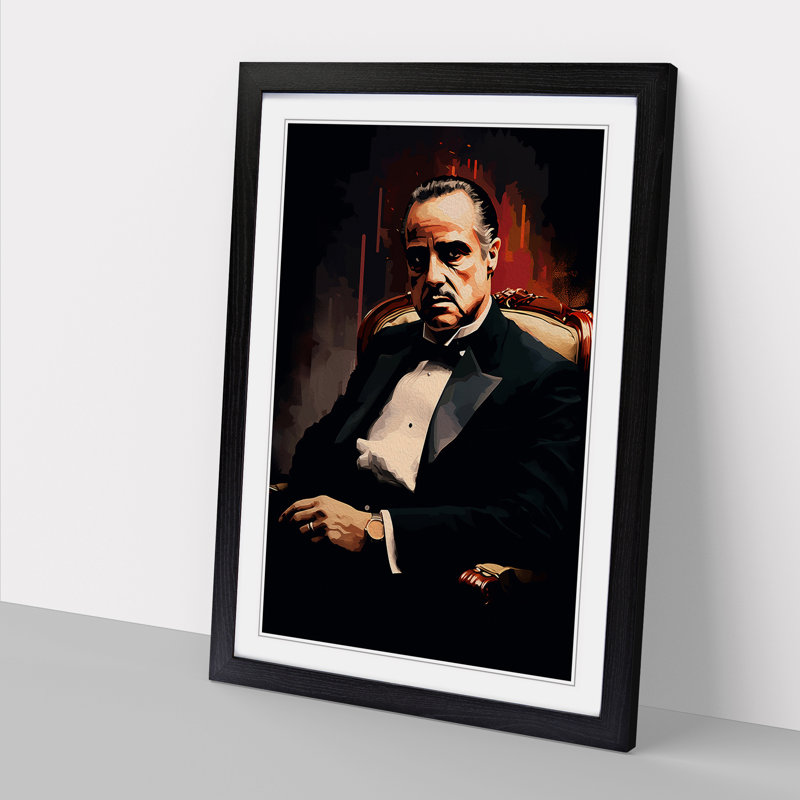XYZ-FRM-V1223-1623 The Godfather Tachisme - Single Picture Frame Print on Wood, 46cm H x 34cm W x 2cm D, Black