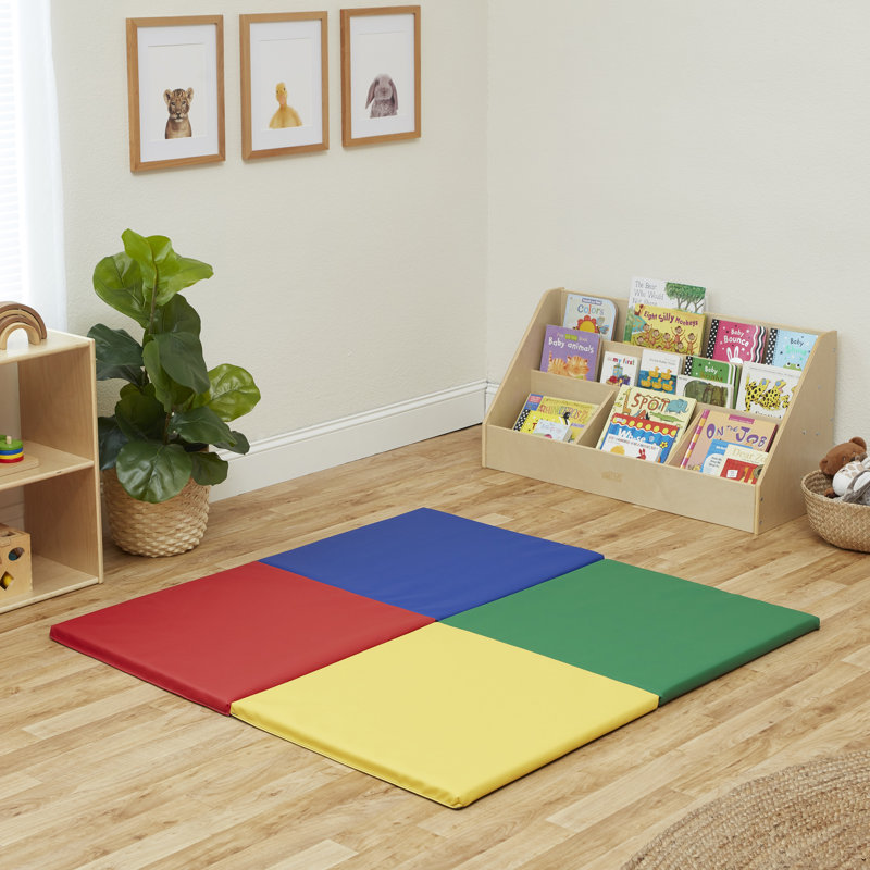 Tapis de jeu pliable ECR4Kids SoftZone Quad Fold-N-Go, Bleu / vert / jaune / rouge