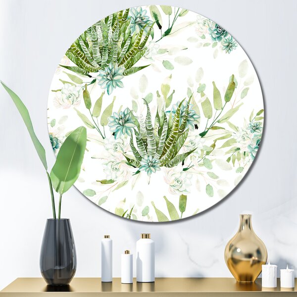 Bungalow Rose Cacti And Succulents On White On Metal Painting | Wayfair