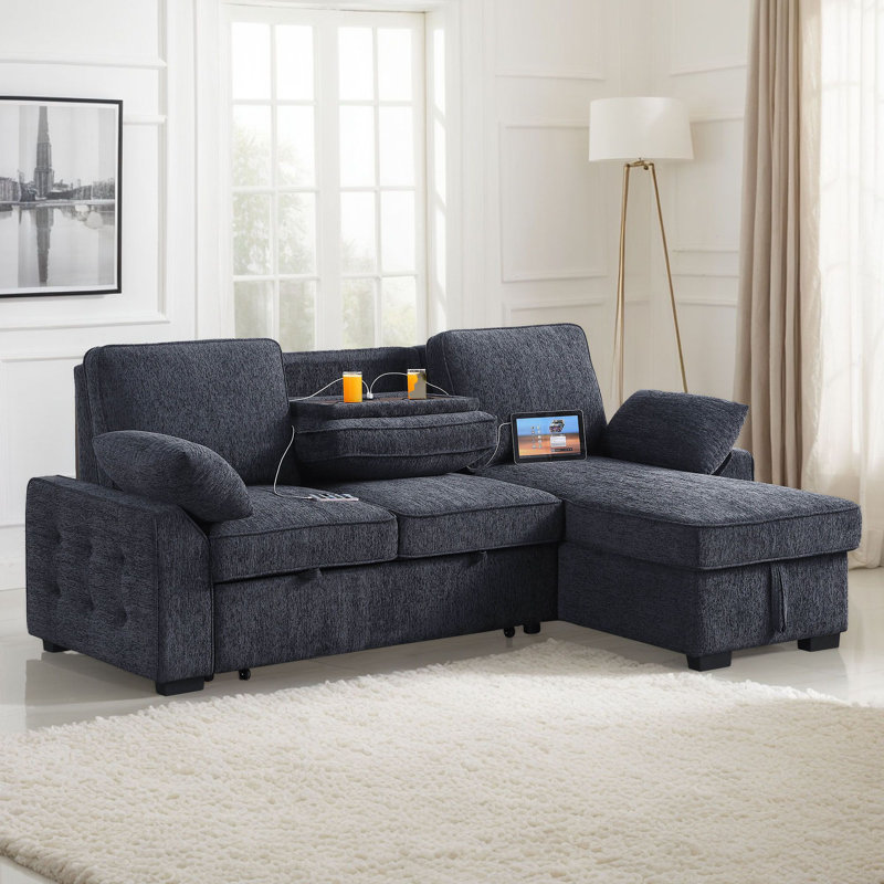 Canapé modulaire rembourré en chenille réversible de 91,5 po Latitude Run®, Chenille beige
