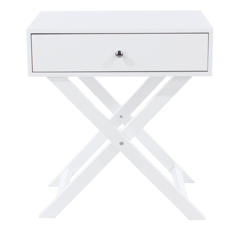Pair of Leanora 1-Drawer Premium Bedside Tables, Set of Two Nightstands, End Tables, White