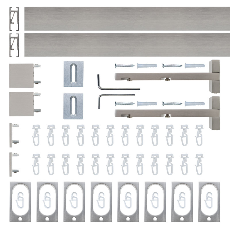 Curtain Pole Set, 5cm H x 132cm W x 15.7cm D