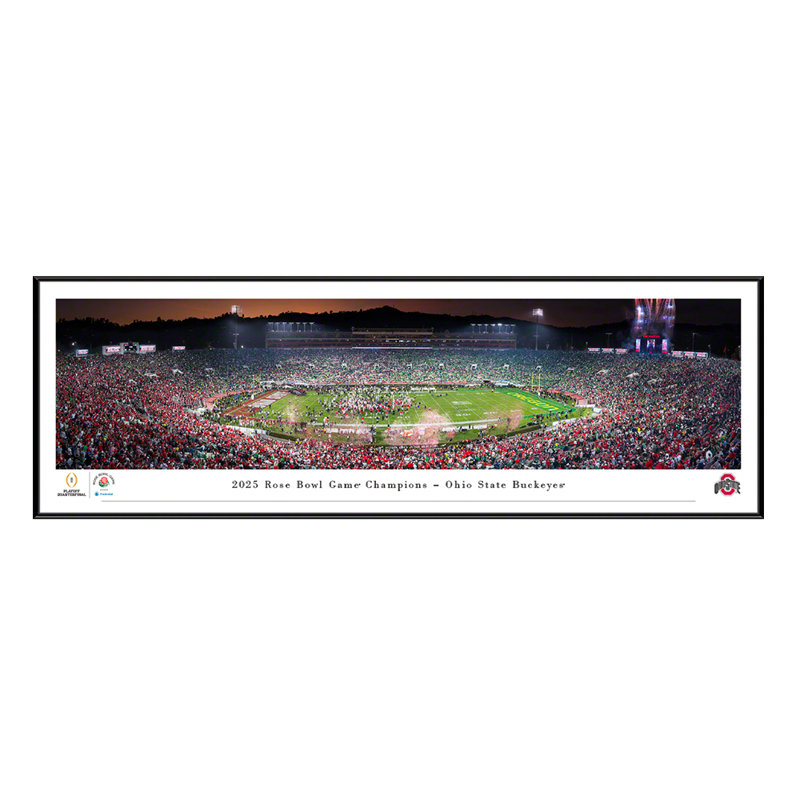 2025 Rose Bowl Champion, Ohio State, affiches et impressions encadrées, Cadre noir, Pas de tapis