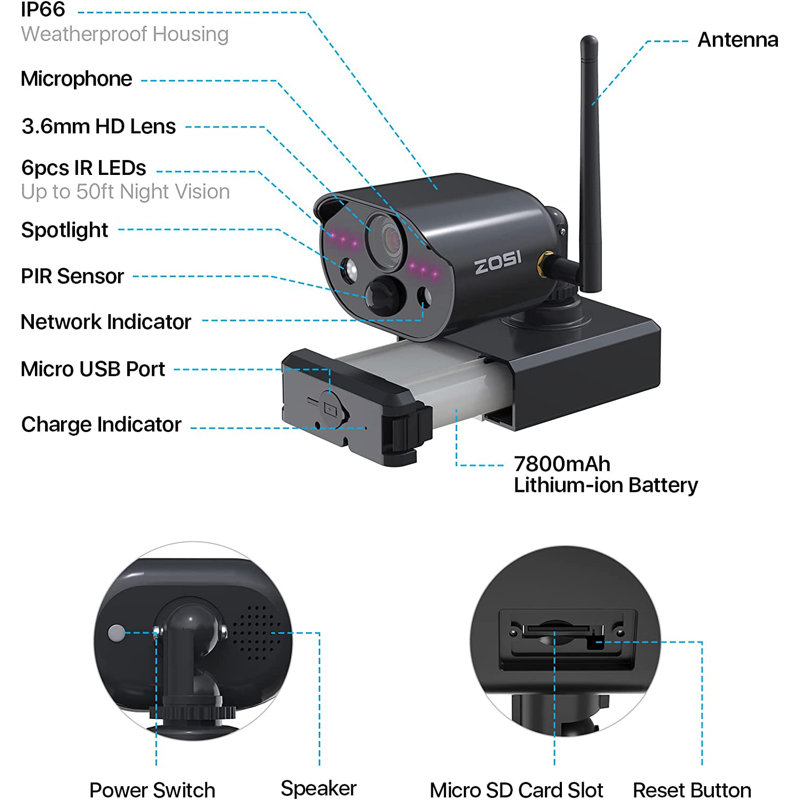 C306 Wire-Free Wireless 2K 3MP Battery Security Camera Outdoor with Solar Panel, Motion Sensor