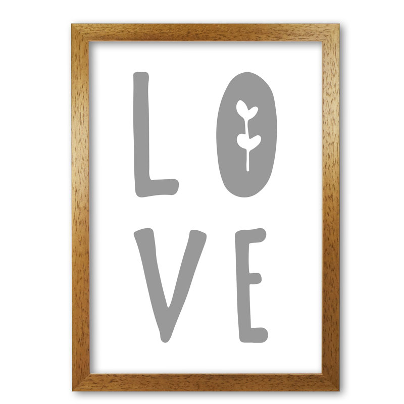 Love - Print, Honey Oak Frame, 60 cm H x 42 cm W x 5 cm D