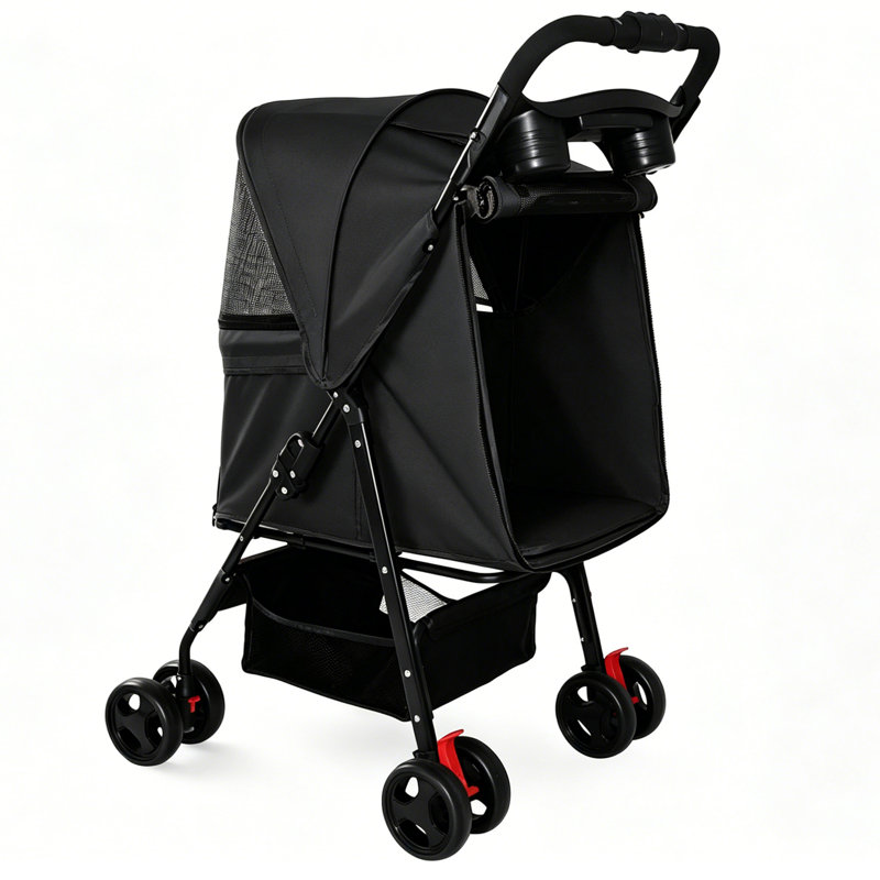 Poussette pliable pour petits chiens et chats, sac de transport léger avec rangement
