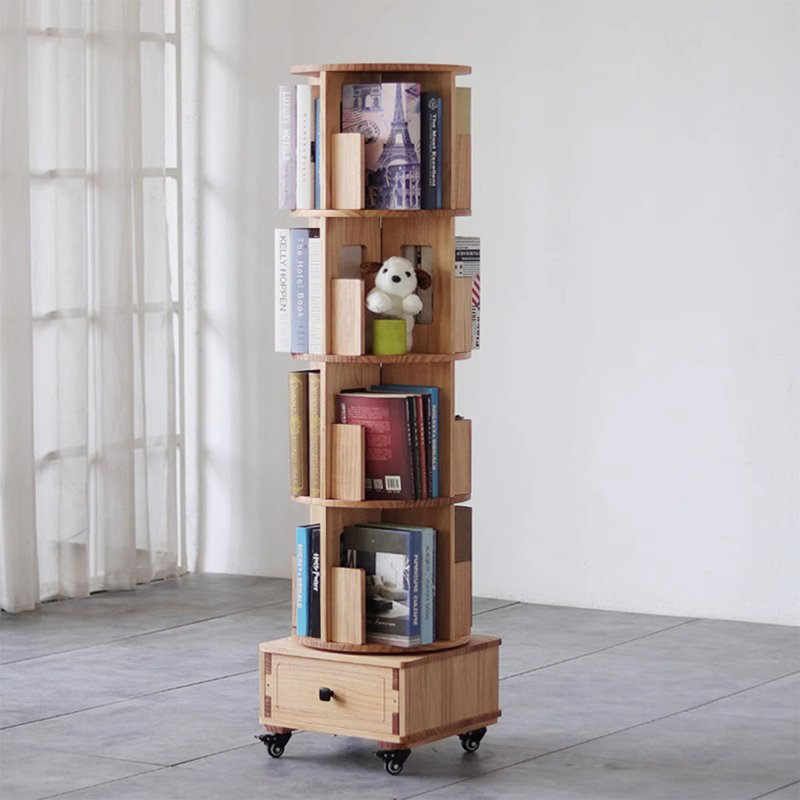Burlywood Modern Solid wood Rotating Bookshelf