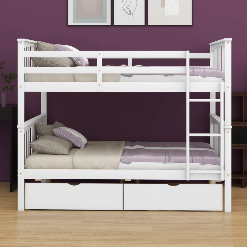 Lit superposé double au-dessus de double avec tiroirs et échelle intégrés (idéal pour la chambre à coucher et la chambre d'amis)