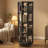 Modern 4-Tier All-Steel Rotating Bookshelf with 360-Degree Storage and Lockable Silent Wheels-1177108746