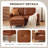 Analycia 61" Brown Tufted Leather Couch With Movable Ottoman, Mid Century Modern 2 Seater L Shaped Sectional Sofa With Square Arms, Comfy Sofa Loveseat for Living Room, Apartment, Office
