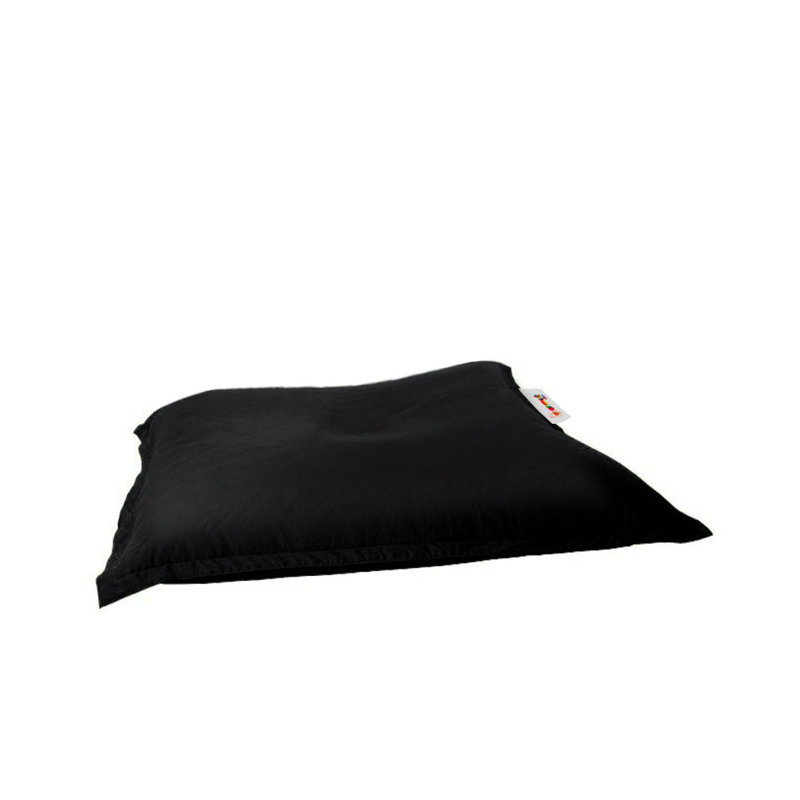 Fauteuil à billes de qualité supérieure, noir uni, 39,4 x 39,4 x 7,9 pouces | Tissu 100% polyester imperméable, rembourrage 100% perle en polystyrène original | Design moderne avec double système de fermeture à glissière caché, parfait pour le divertissement en plein air