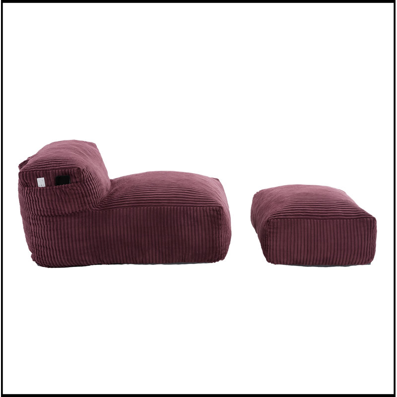 Fauteuil à billes avec repose-pieds en mousse, WINE RED