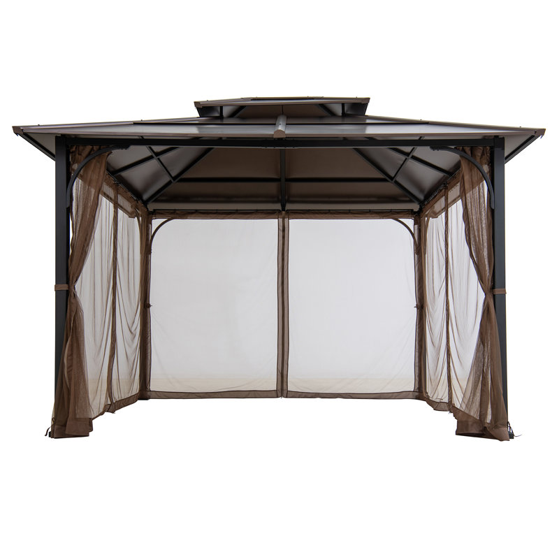 Sunjoy Universal Mosquito Netting for 10ft. x 12ft. Hardtop Gazebo with White LED lights (Battery operated, not included)