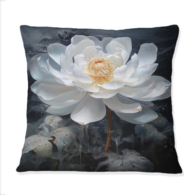 White Flower Delicate Intricacy I - Flower Printed Throw Pillow