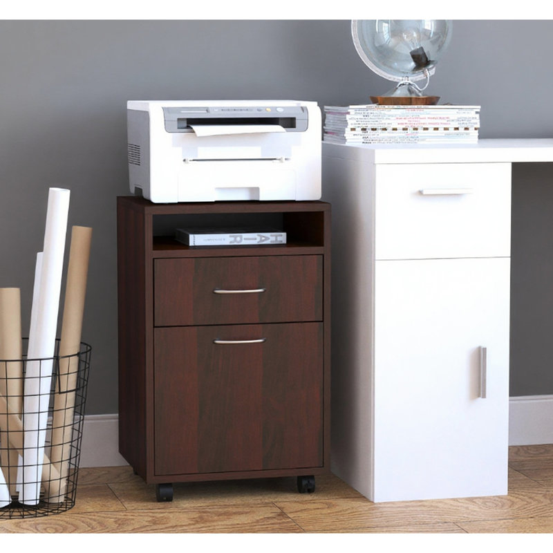 15.7'' Wide 1 -Drawer Mobile File Cabinet, Brown