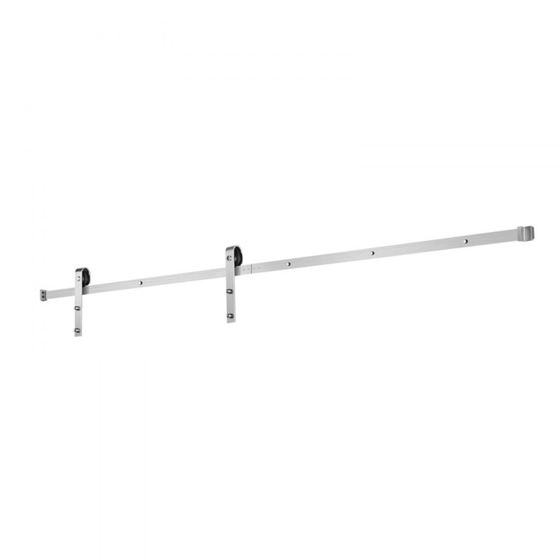 Sliding Barn Door Hardware Kit for Single Sliding Barn Door, Silver, 96 in