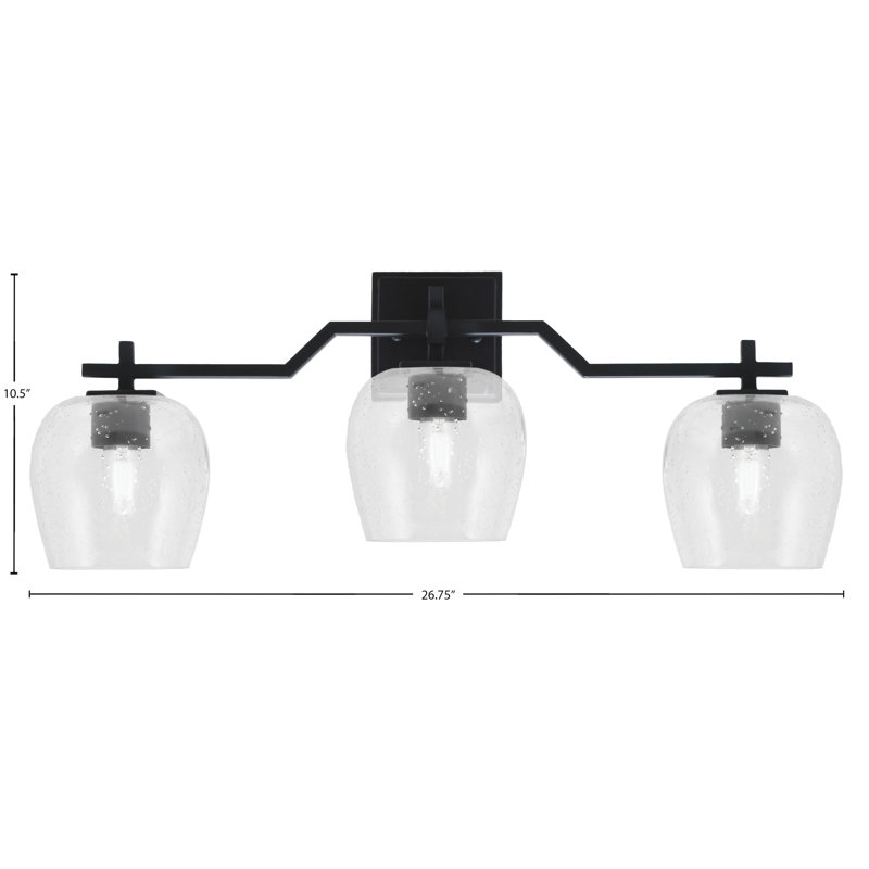 Bar pour salle de bain Headland illustré avec verre à bulles transparent de 6 po, H 10,5 po x l 26,75 po x P 6,5 po, Noir