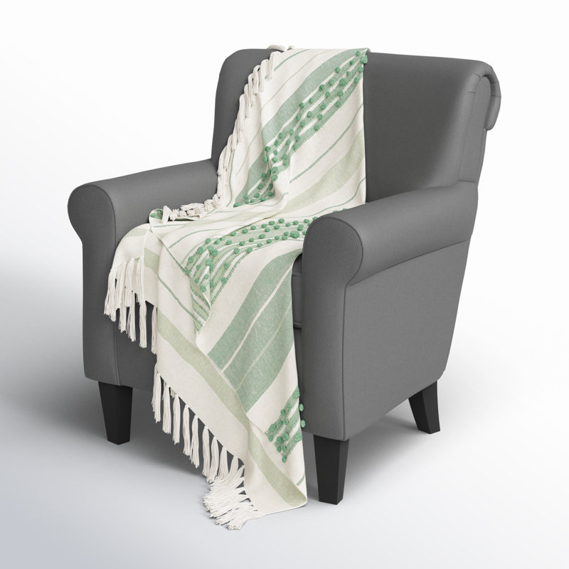 Fuhr Myers Hand Woven Throw Blanket, Mint/Emerald