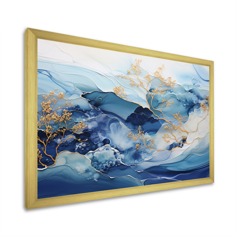 «White and Blue Alco», impression sur toile, Cadre doré simple, H 16 po x l 32 po x P 1 po