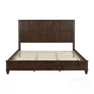 Structure de lit plateforme en bois massif avec tête de lit haute, aucun sommier nécessaire
