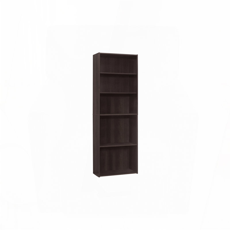 Bibliothèque, bibliothèque, 6 niveaux, H 72 po, bureau, chambre à coucher, stratifié brun, transitionnel, Espresso