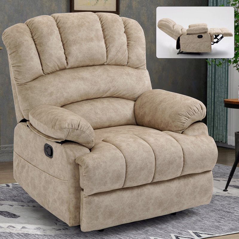 Grand fauteuil manuel avec fauteuil inclinable en tissu rembourré pour le salon, beige, Beige