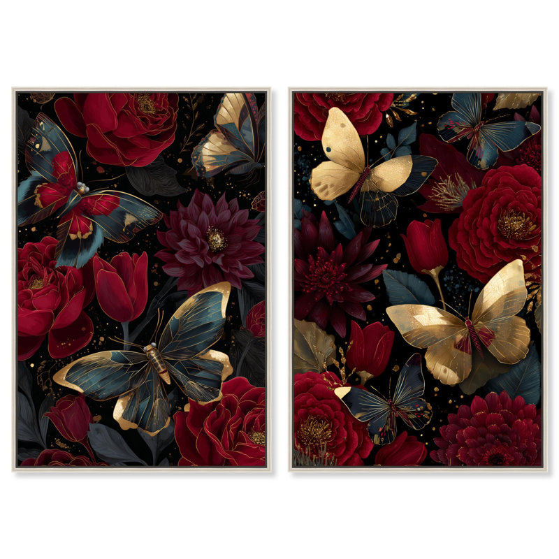 Ensemble de décoration murale de salle de bain Midnight Bloom par Art Remedy, cadre argenté, 24 x 36, 37" H x 25" W