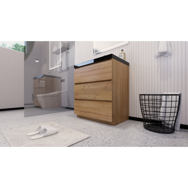 Reyes 29 " Freestanding Standard Single Bathroom Vanity Base, Natural Oak