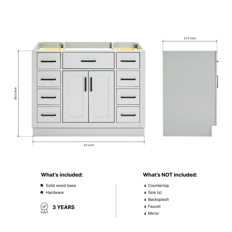 42" Single Bathroom Vanity Base only, Gray