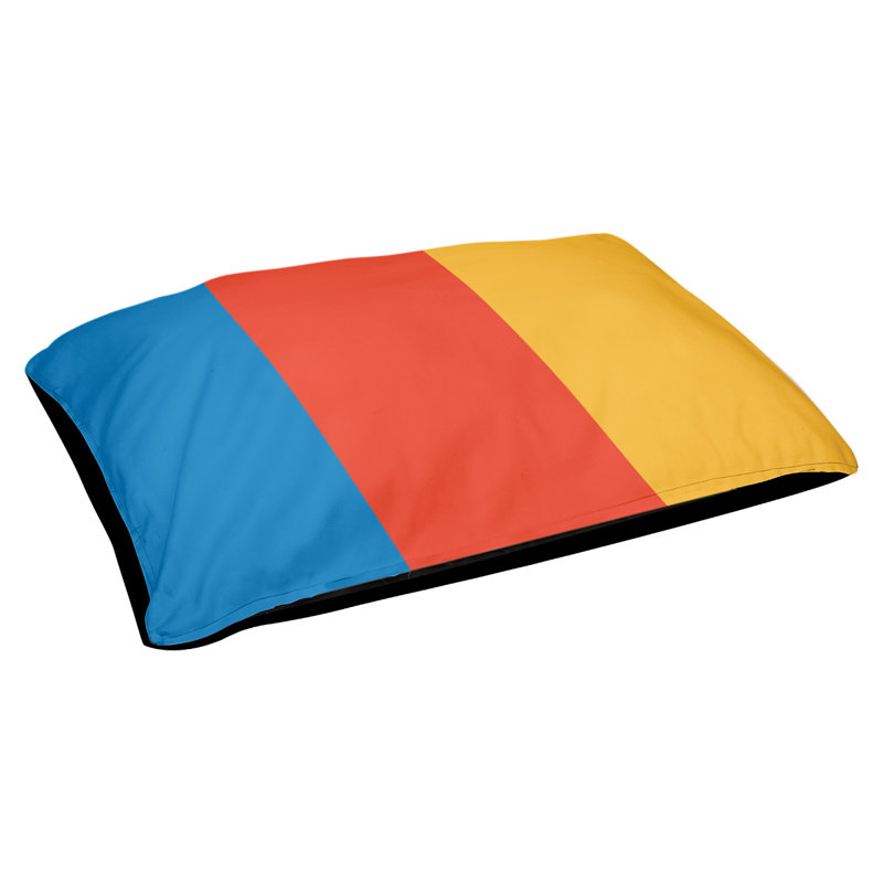 Coussin extérieur Oklahoma, Moyen (H 9,5 po x l 28 po x P 18 po), Bleu basketball / rouge basketball / jaune