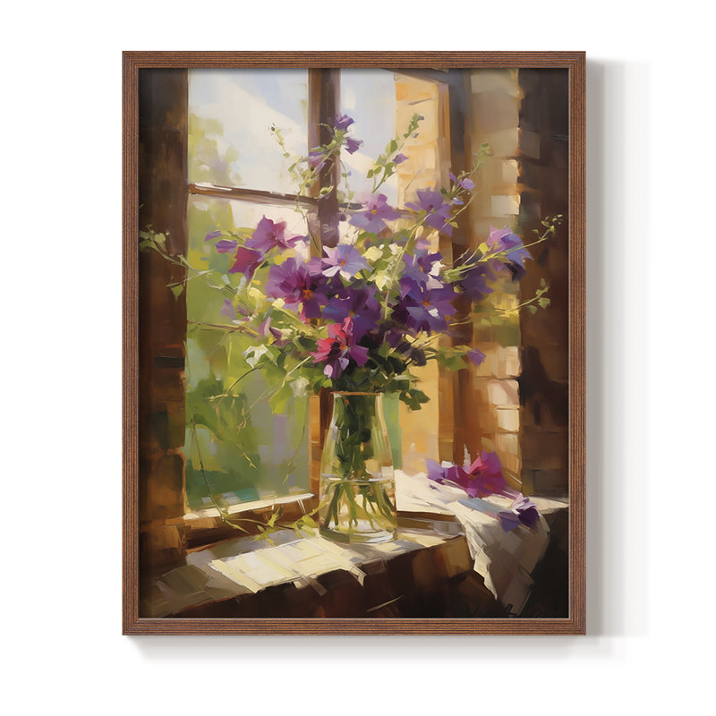 Reproduction encadrée FLORAL Series DCCXC - bois massif, Noyer, H 15 po x l 12 po