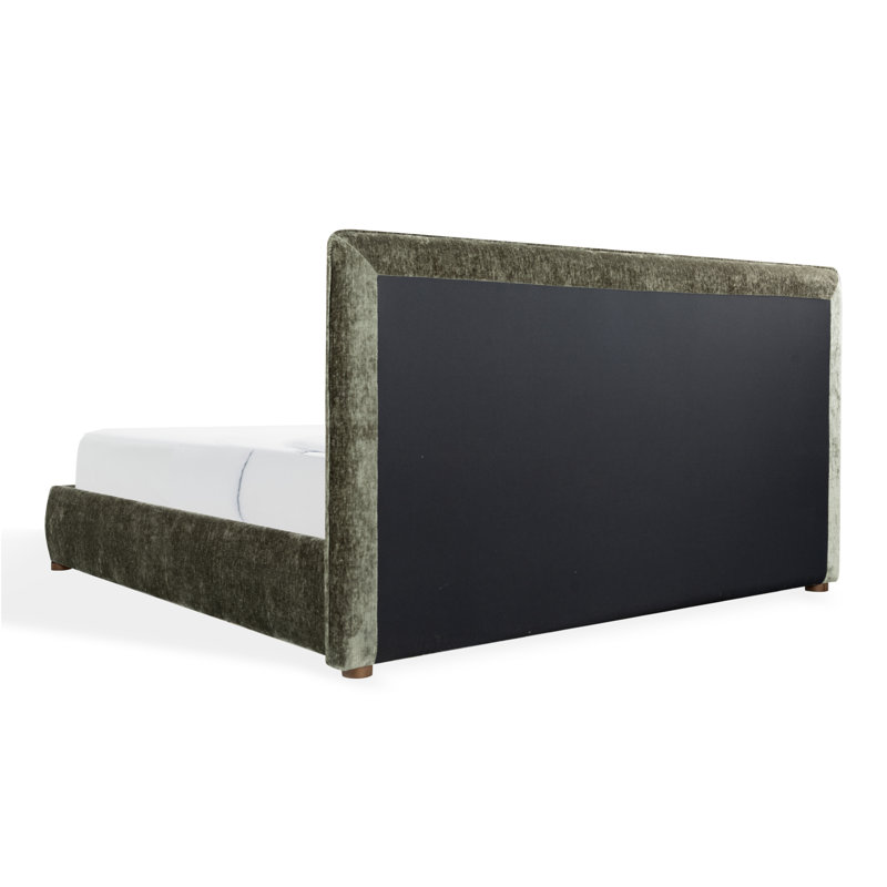 Callahan Upholstered Bed, King, Dark Green Chenille