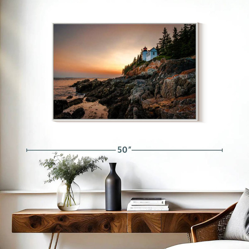 Phare de Bass Harbor, Cadre flottant blanc, 37 po x 25 po