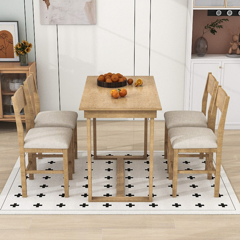 Laubin 6 - Piece Trestle Dining Set, Rectangular Dining Table and 4 Dining Chairs, Brown