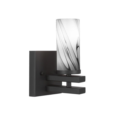 Neveyah Wall Sconce Shown In Matte Black Finish With 2.5" Onyx Swirl Glass