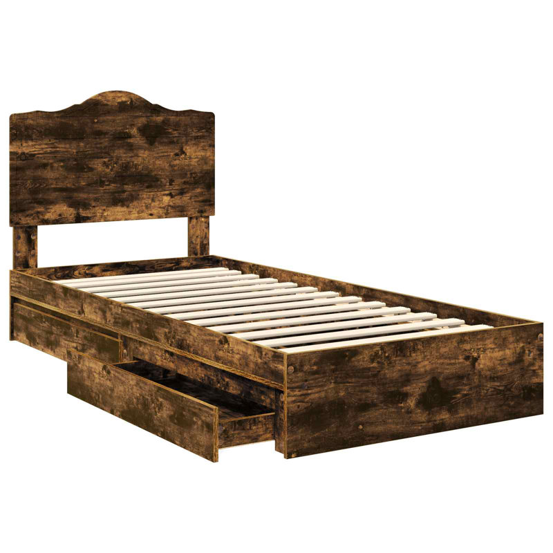 Bed, Smoked Oak, European Single (90 x 200 cm)