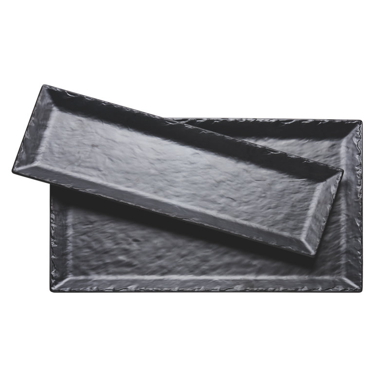 Faux Slate Platter With Raised Rim, 1" H x 13" W x 7" D