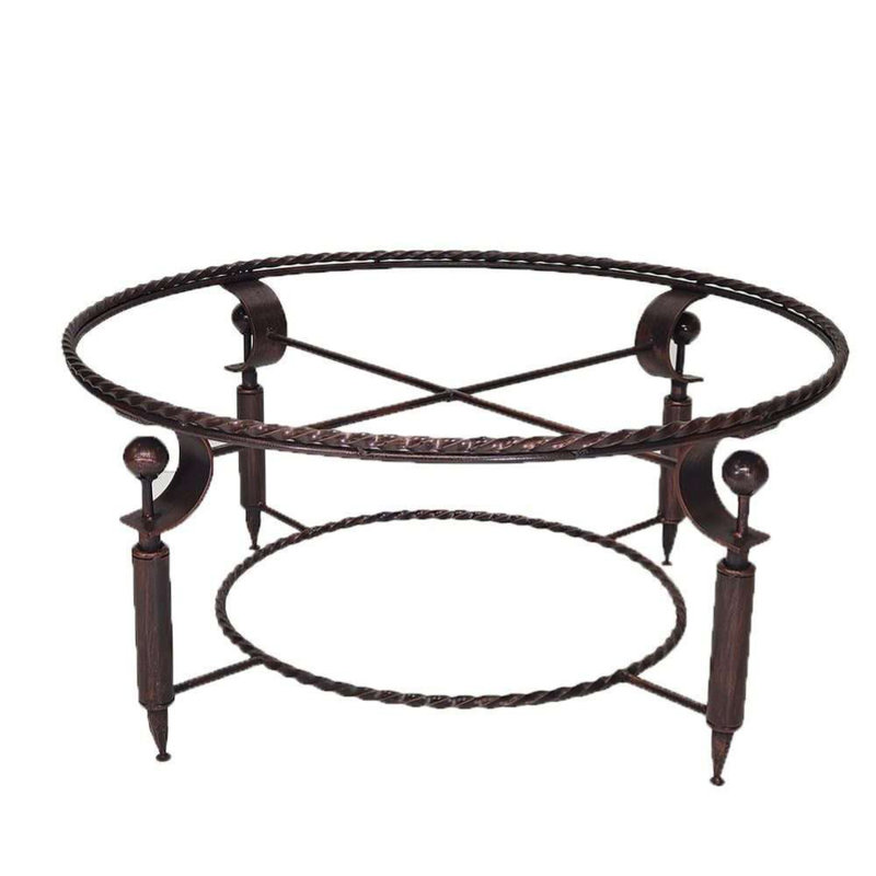 Southwestern Round Coffee Table With Travertine Marble And Wrought Iron, Cream