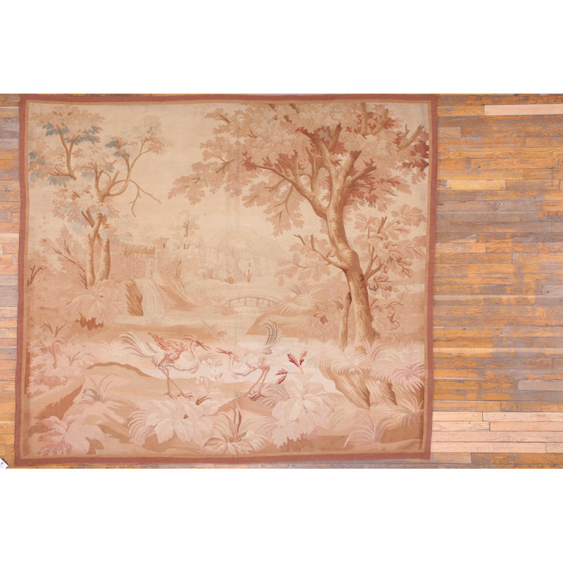 Antique Tapestry French Ivory 1890s Rug
