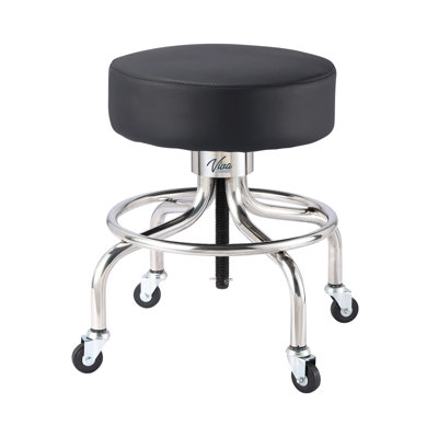 Pneumatic Height Control Antimicrobial Upholstery Exam Stool with Circular Foot Ring by Inbox Zero
